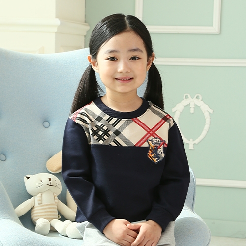 [키즈토이] 18015 사자자수 체크 네이비 활동복 / 어린이집 유치원 활동복 원복 긴팔 체육복 신학기 개원 원아 용품