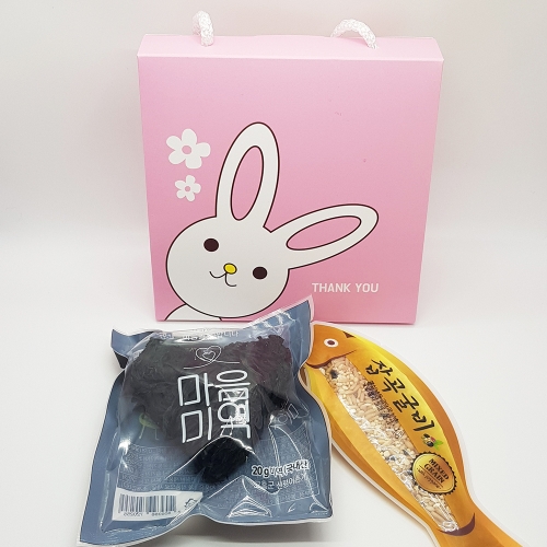 잡곡굴비+하트미역 1세트(핑크토끼끈상자) 답례품