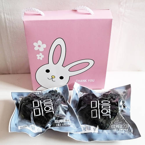하트미역2개(핑크토끼끈상자) 답례품