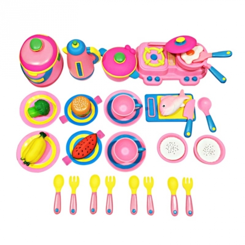 소프트로얄 소꿉세트-핑크색(39pcs) 놀이 영역 완구 세트
