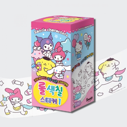 산리오캐릭터즈 롤 색칠스티커 1 스티커놀이 오리기 붙이기 색칠하기_아이누리