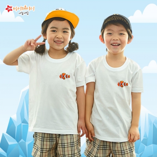 [환경사랑특집]국내산 순면 아트 티셔츠 반팔 _ 고급와펜자수 _ 행복한니모