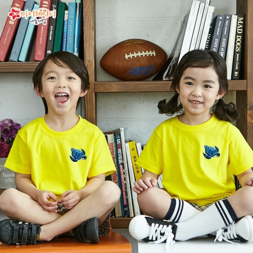 [환경사랑특집]국내산 순면 아트 티셔츠 반팔 _ 고급와펜자수 _ 거북이의꿈