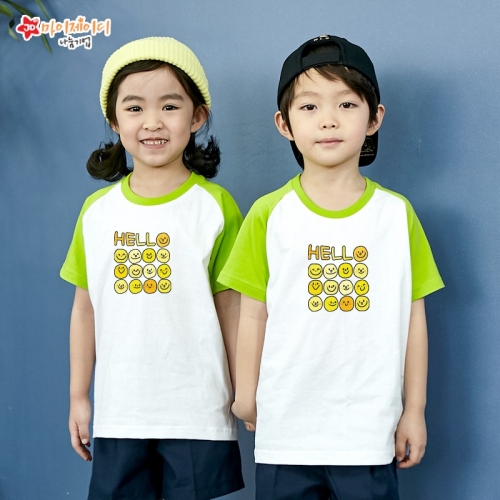 국내산 순면 나그랑 아트 티셔츠 반팔 _온세상 친구들아 _ 헬로헬로(5색)