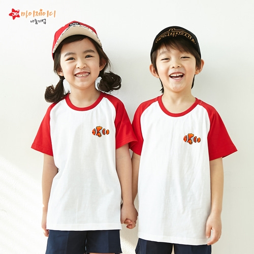 [환경사랑특집]국내산 순면 나그랑 티셔츠 반팔 _ 고급와펜자수 _ 행복한니모