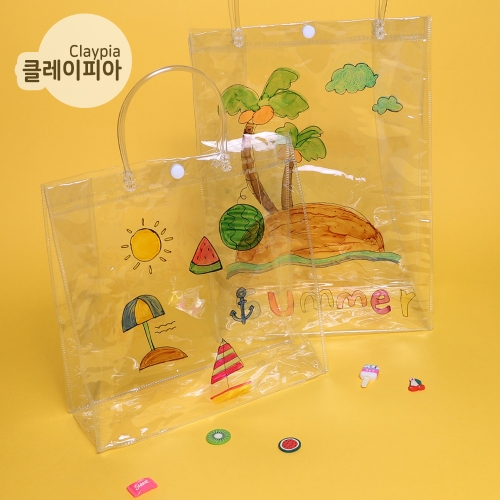 클레이피아 PVC 투명 비치백 3종