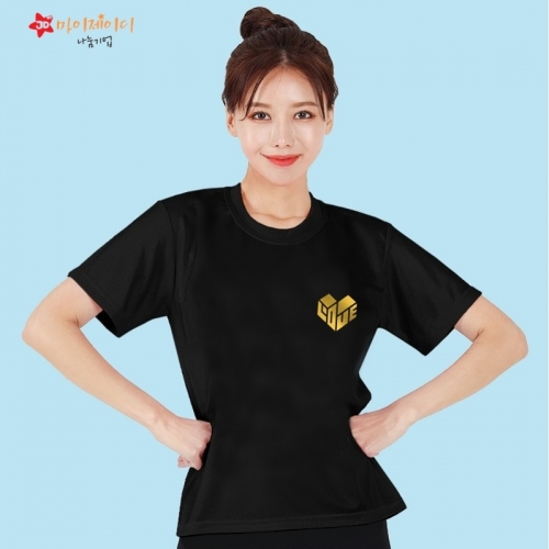 국내산 쿨론100％ 반짝반짝 포일 아트 반팔 골드 실버 티셔츠_하트인러브 ★심플디자인★
