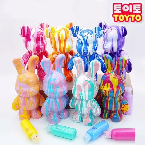 DIY 푸어링 아트 키트 플루이드 베어 래빗 피규어 저금통 만들기 세트