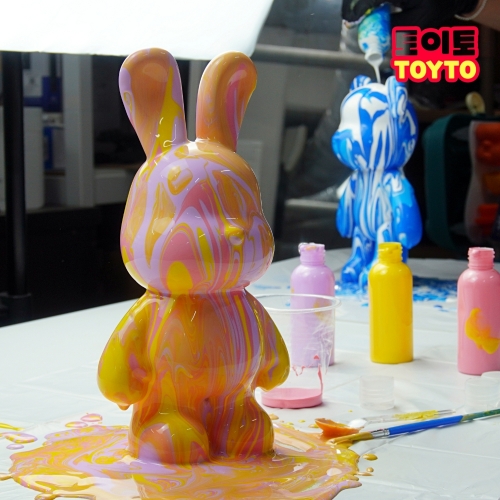 DIY 푸어링 아트 키트 플루이드 베어 래빗 피규어 저금통 만들기 세트
