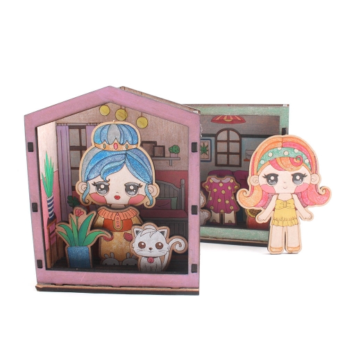 우드 DIY 인형의집 만들기 2종 인형 놀이 MDF 미니어처 조립 키트 색칠 놀이