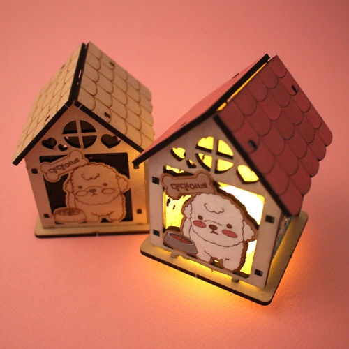 우드 DIY 조명 무드등 만들기 댕댕이네 LED 조명키트 색칠 놀이(LED촛불별매)