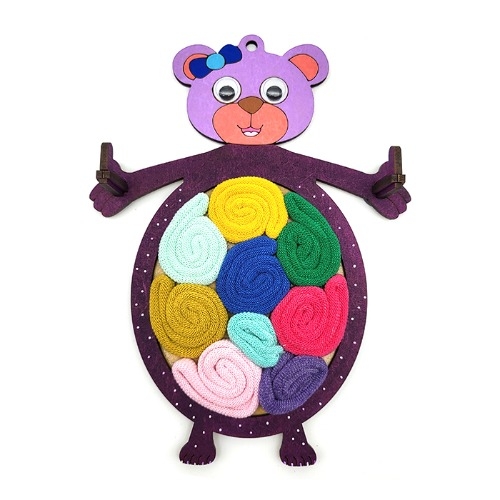 편직 캔디 양말목 마스크걸이 세트-곰