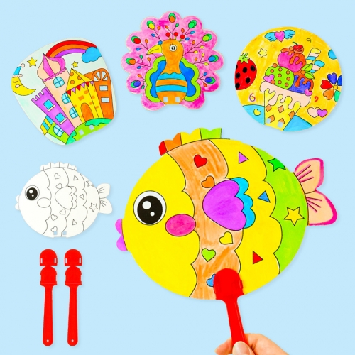 차이의 놀이 꾸미기 부채 (공작새 아이스크림 물고기 달의궁전 부엉이)