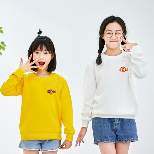 국내산 고급 특양면 아트 티셔츠 맨투맨 고급와펜자수_행복한니모