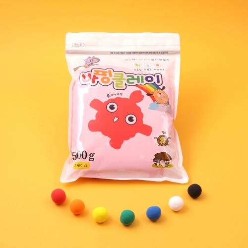 바핑클레이 500g 낱개 컬러 7색 대용량 컬러클레이 찰흙 점토놀이
