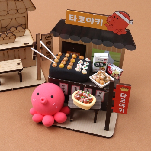 우드 DIY 타코야키 가게 미니어처 만들기 스티커포함 장식 꾸미기 DIY 소품