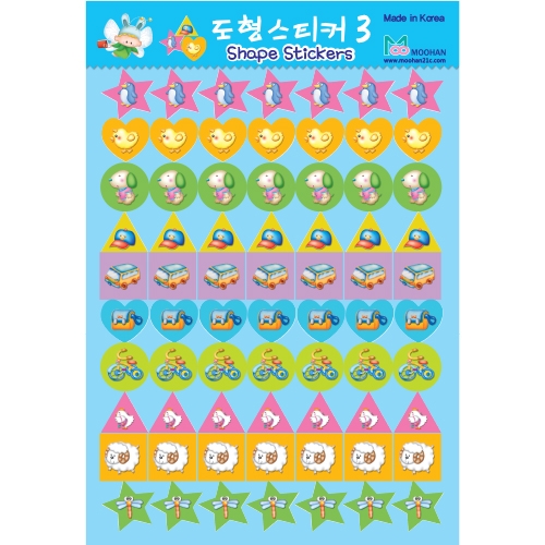 [무한] 출석 스티커 C 2종 (6매/봉) 도형 스티커