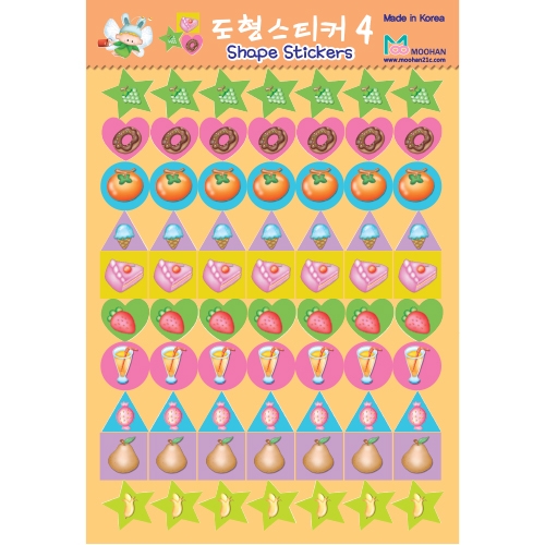 [무한] 출석 스티커 C 2종 (6매/봉) 도형 스티커