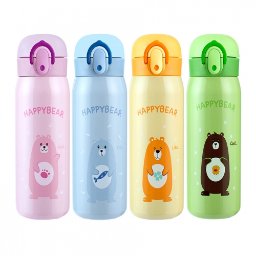해피베어 원터치 보온보냉병 350ml - 핑크/블루/그린/옐로우