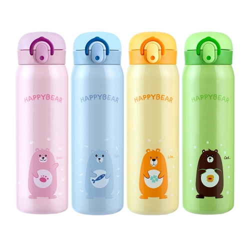 해피베어 원터치 보온보냉병 500ml - 핑크/블루/그린/옐로우