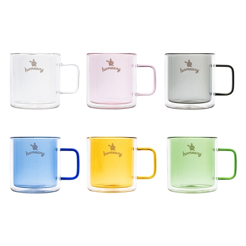 홈애니 컬러 이중 내열유리컵 380ml (6가지color 택1)
