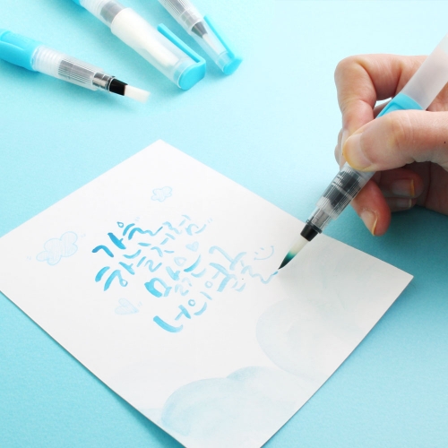 고급 워터브러쉬 6종세트 캘리그라피 수채화붓 컬러링 세필 평필 븟 물붓