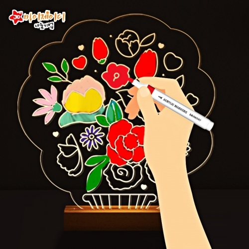 DIY 그리기 색칠하기 방과후 활동 비취우드 램프 무드등 만들기 꾸미기_카네이션 블라썸부케