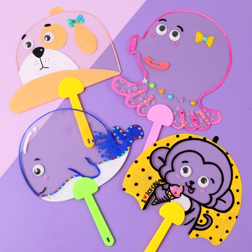 [아이디몬] 투명 모양 부채 만들기 세트 꾸미기 DIY 여름 PVC 미니 미술수업