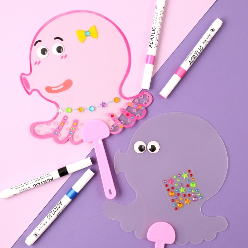 [아이디몬] 투명 모양 부채 만들기 세트 꾸미기 DIY 여름 PVC 미니 미술수업