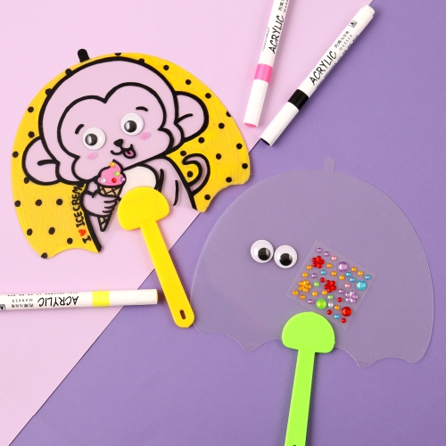 [아이디몬] 투명 모양 부채 만들기 세트 꾸미기 DIY 여름 PVC 미니 미술수업