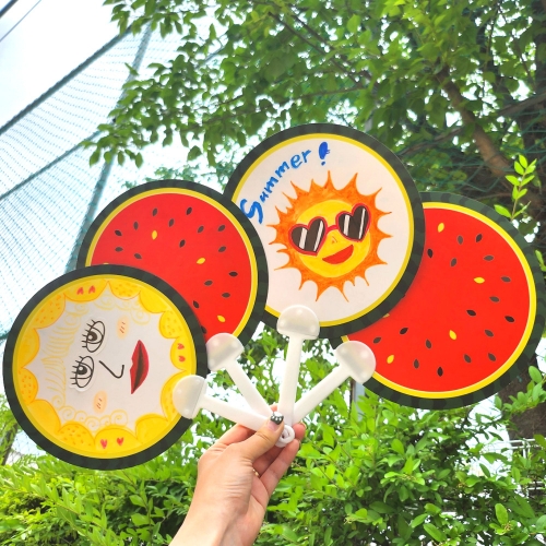 수박 부채 만들기 눈코입 스티커 세트