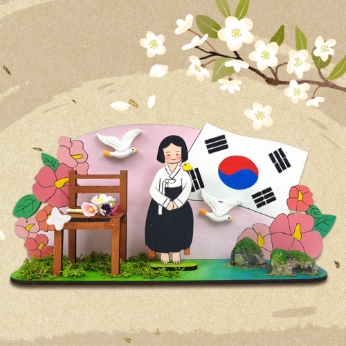 [파스텔클레이] 미니어처 우드 배경판 평화의 소녀상 만들기
