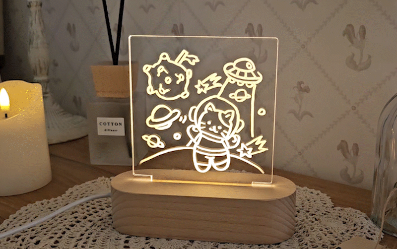 [오늘놀이] DIY 아크릴 무드등(18종 도안북/화이트 마커펜 포함/KC인증)