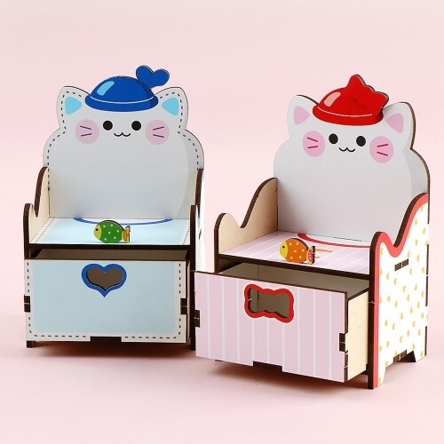 [파스텔클레이]인쇄 우드 모자 고양이 다용도 보관함 만들기