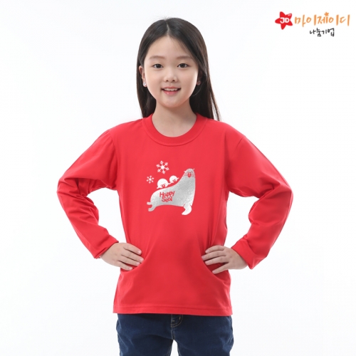 국내산 순면 30수 반짝반짝 포일 아트 티셔츠 #긴팔# 지켜줘요북극물개(실버)