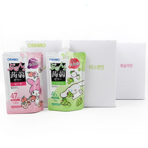 산리오 오리히로 곤약젤리(복숭아맛,머스캣맛) 130g 8개입 세트