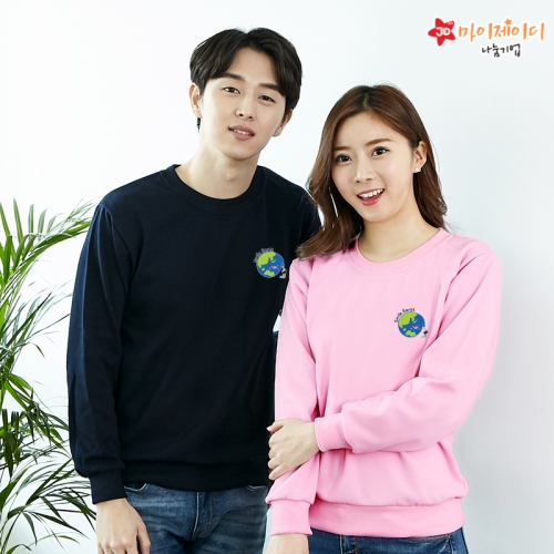국내산 고급 특양면 맨투맨 아트티셔츠 긴팔_지구를그려요(심플)