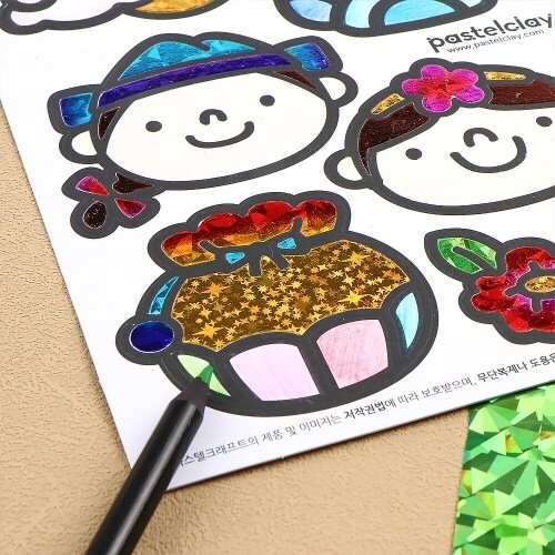 [파스텔클레이]설날 명절 초등 어린이 돌봄 늘봄 포일 아트 꼬마 복주머니 만들기 키트