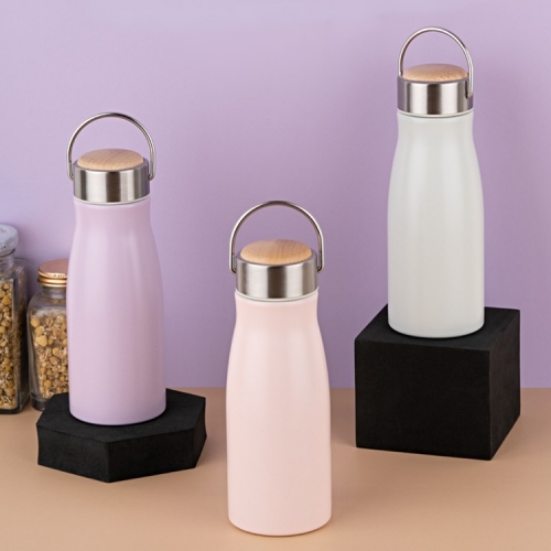 안전한 스텐304 손잡이 밀크우드 뚜껑 텀블러 물병무지3색320ml