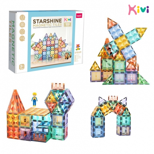 [키즈비전] 3D 마그네틱 맥타일즈 자석블럭 컬러 100p