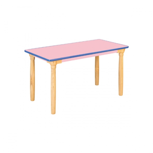 H78-5 돌봄교실 안전 분홍 사각 열린 책상 원목다리