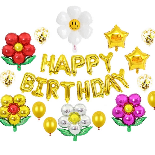 봄 꽃 생일 파티 풍선 세트