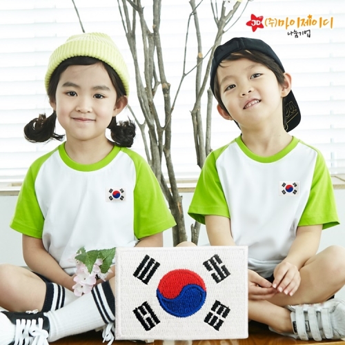 국산 순면 30수 나그랑 티셔츠 면티 반팔 야구티 _고급와펜자수 대한민국사랑해요 태극기(아동성인)