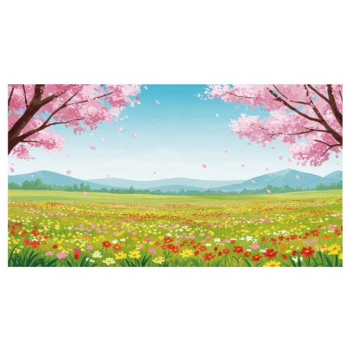 [키즈디자인] 봄배경현수막 7004 벚꽃 꽃밭 들판