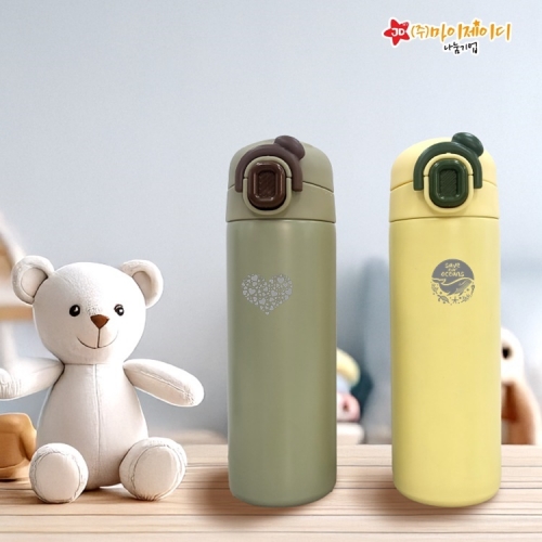 4월7일 예약출고] 귀여운 미니몽 보온 보냉 이중 진공 원터치 잠금 텀블러 물병 환경 디자인 레이저 각인420ml