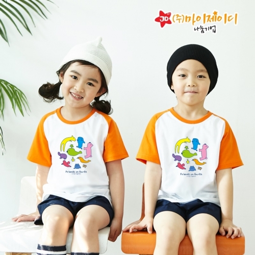 국산 순면 30수 나그랑 티셔츠 면티 반팔 야구티 _환경유니버스 플래닛프렌즈(아동성인)