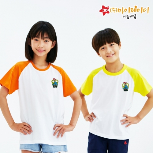 국산 순면 30수 나그랑 티셔츠 면티 반팔 야구티 _고급 와펜자수 러브플래닛(아동성인)