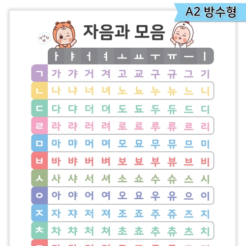 [우아띵] 자음 모음 한글 벽보 학습 훈민정음 국어 글자