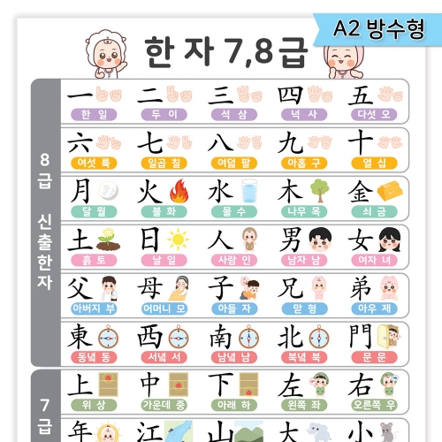 [우아띵] 한자 벽보 학습 한문 7급 8급 대한검정회