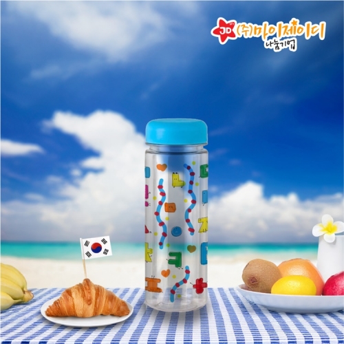 환경지킴이 캠페인 국산 정품 젖병소재 냉온 겸용 에코젠 보틀 물병500ml _한글 그리기 색칠하기 (뚜껑색상랜덤)